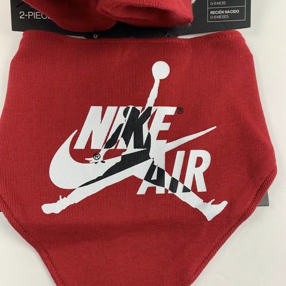 Nike Air Jordan Logo Bib Booties 2 Pcs Set 0-6 Months New Born Baby Cotton 6238 - Picture 2 of 6